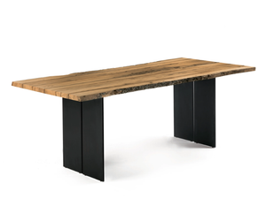 NATURA BRICCOLA - Table with briccola wood top anche iron base _ Riva 1920